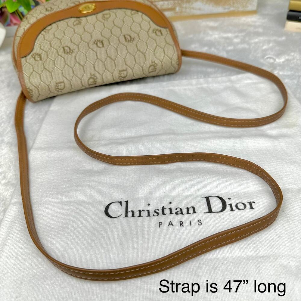 Dior Beige Monogram Canvas Shoulder Bag with Tan Leather Trim - Picture 11 of 16